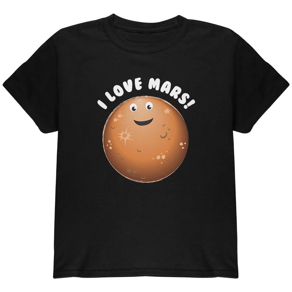 Planet Mars I Love Mars Youth T Shirt Youth T-Shirts Old Glory LG Black 