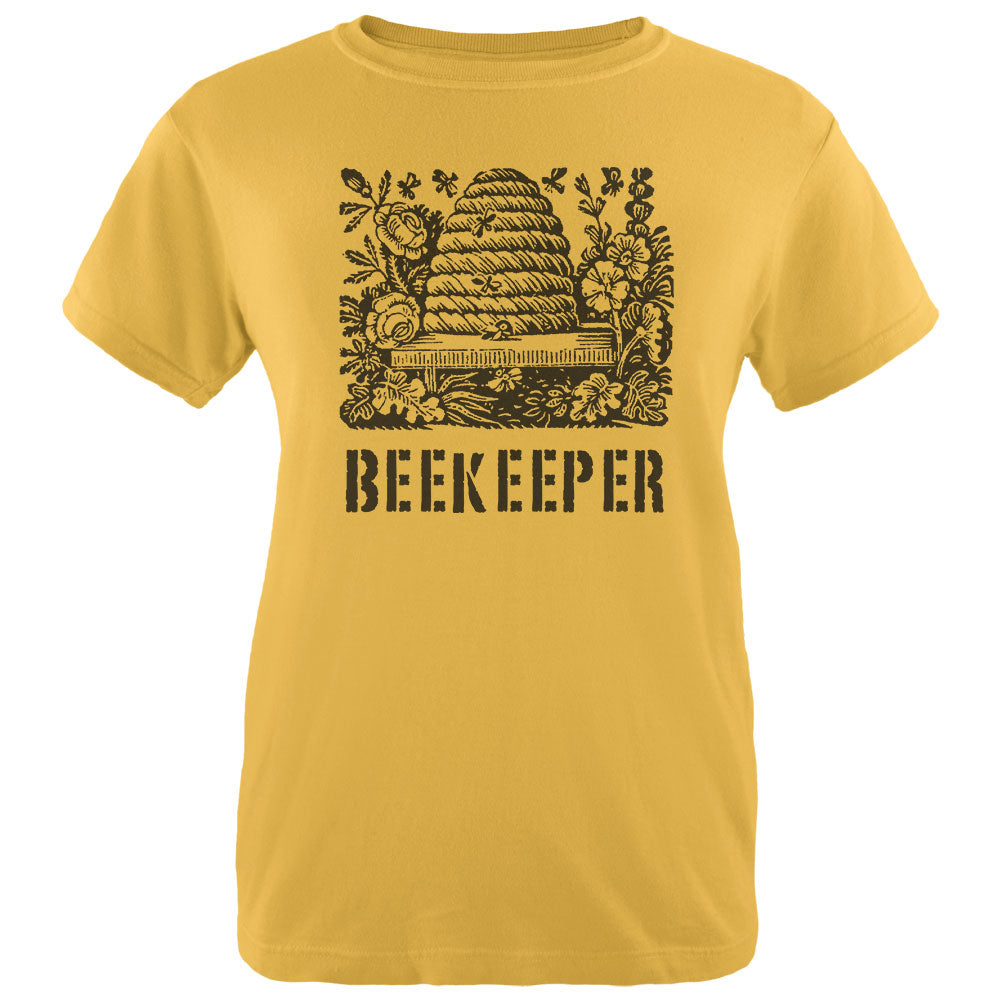 Vintage Bee Beekeeper Hive Womens T Shirt Women's T-Shirts global LG Yellow 