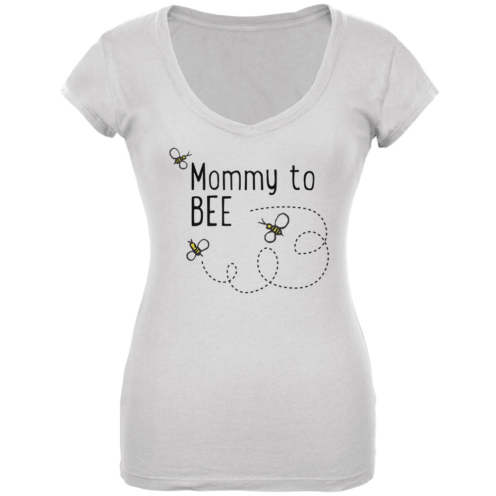 Bees Bumblebee Mommy to Bee Be Juniors V-Neck T Shirt Junior's T-Shirts global LG White 