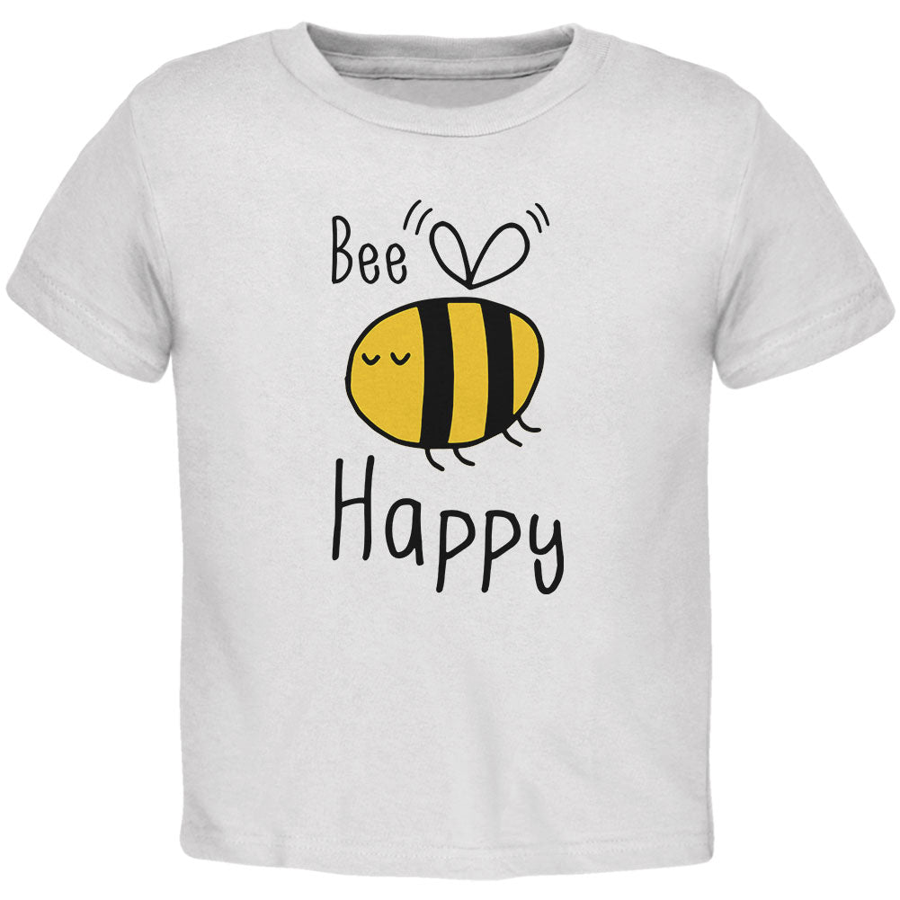 Honey Bee Bees Bee Happy Toddler T Shirt Toddler T-Shirts Old Glory 2T White 