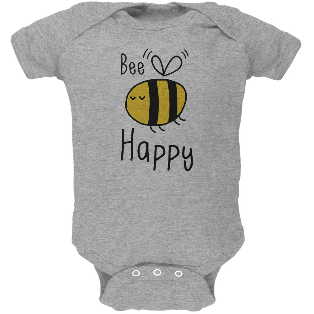 Honey Bee Bees Bee Happy Soft Baby One Piece Baby One Piece global 0-3M Heather Grey 