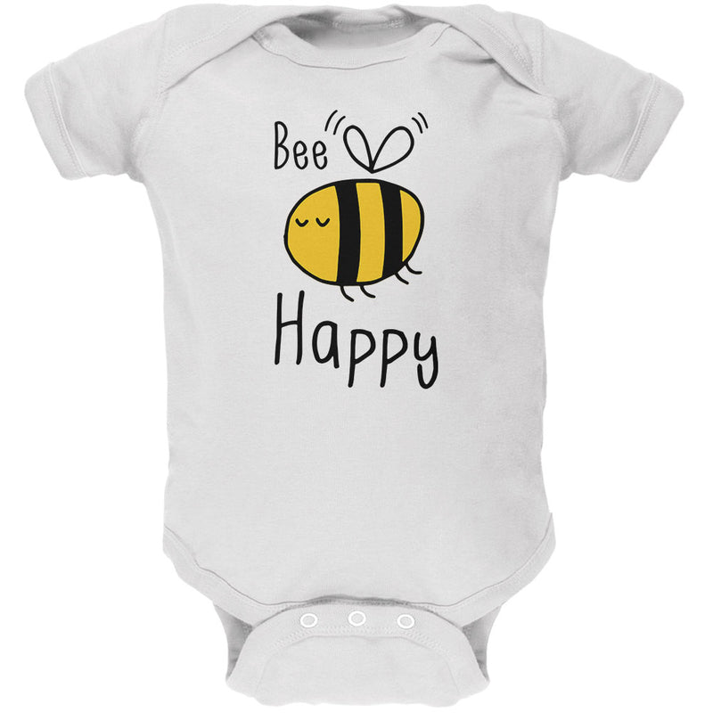 Honey Bee Bees Bee Happy Soft Baby One Piece Baby One Piece global 0-3M White 