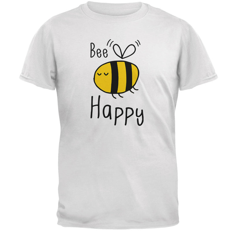 Honey Bee Bees Bee Happy Mens Soft T Shirt Men's T-Shirts global 2XL White 