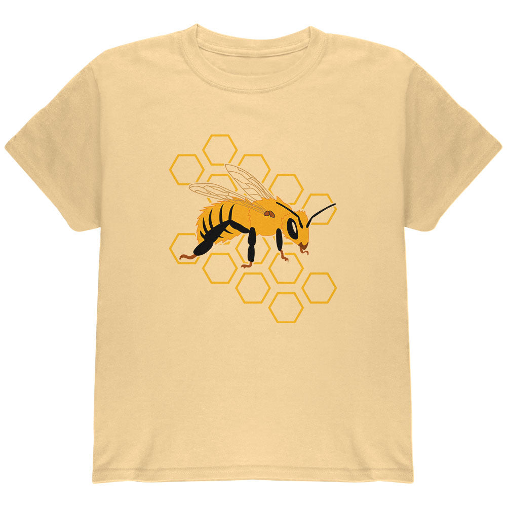 Honey Bee Honeycomb Outline Youth T Shirt Youth T-Shirts Old Glory YLG Yellow Haze 