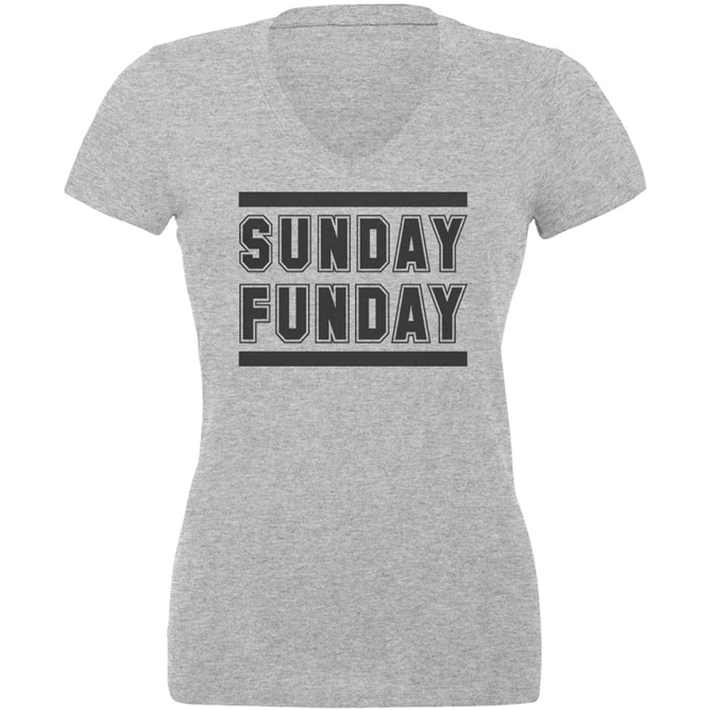 Sunday Funday Juniors V-Neck T Shirt Juniors T-Shirts Old Glory 2XL Heather 