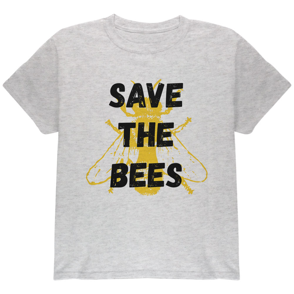 Honey Bee Save the Bees Youth T Shirt Youth T-Shirts global YLG Light Heather Grey 