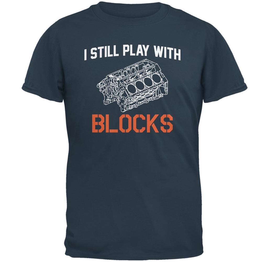 Auto Racing I Still Play With Blocks Mens T Shirt Men's T-Shirts Old Glory LG Denim 