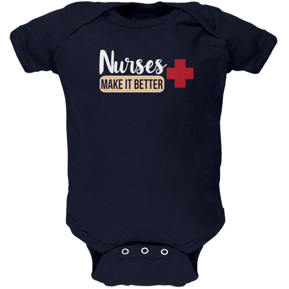 Nurses Make It Better Soft Baby One Piece Baby One Piece Old Glory 0-3M Navy 