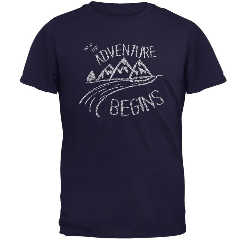 Camping So The Adventure Begins Mens T Shirt Men's T-Shirts Old Glory 2XL Navy 