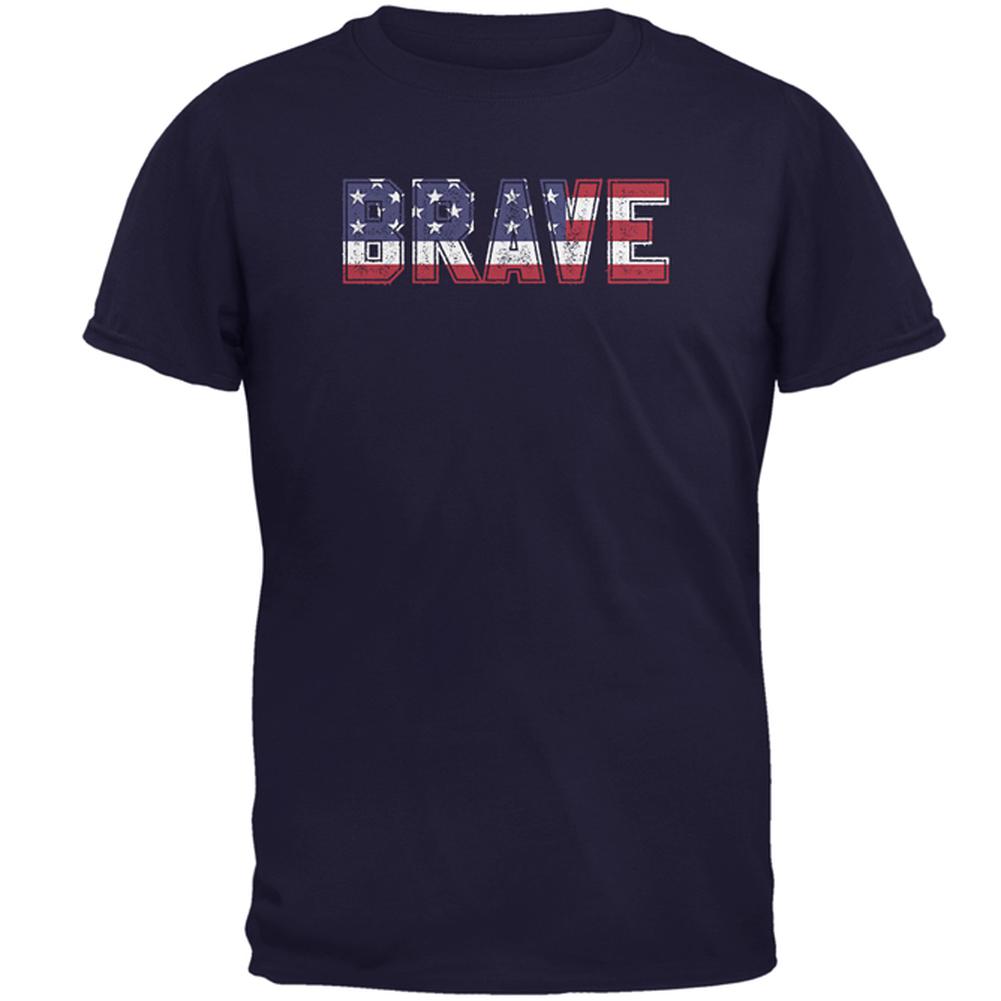 4th of July Brave Patriot American Flag Mens T Shirt Men's T-Shirts Old Glory 2XL Navy 