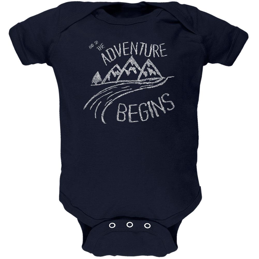 Camping So The Adventure Begins Soft Baby One Piece Baby One Piece Old Glory 0-3M Navy 