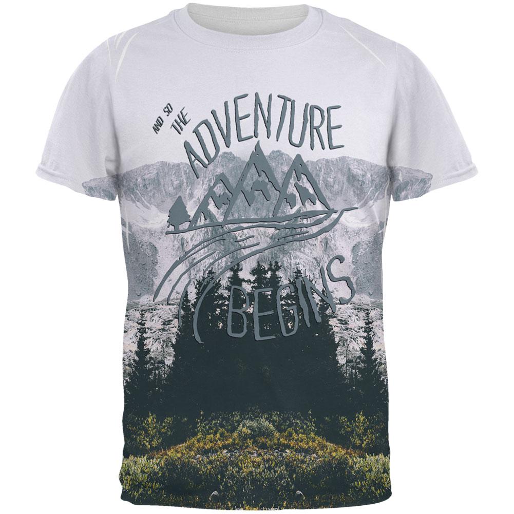 Hiking Mountains So The Adventure Begins All Over Mens T Shirt Men's T-Shirts Old Glory 2XL Multi 