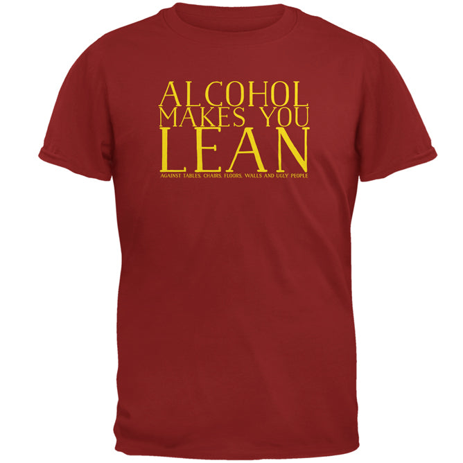 Alcohol Makes You Lean Funny Mens T Shirt Men's T-Shirts global 2XL Cardinal Red 