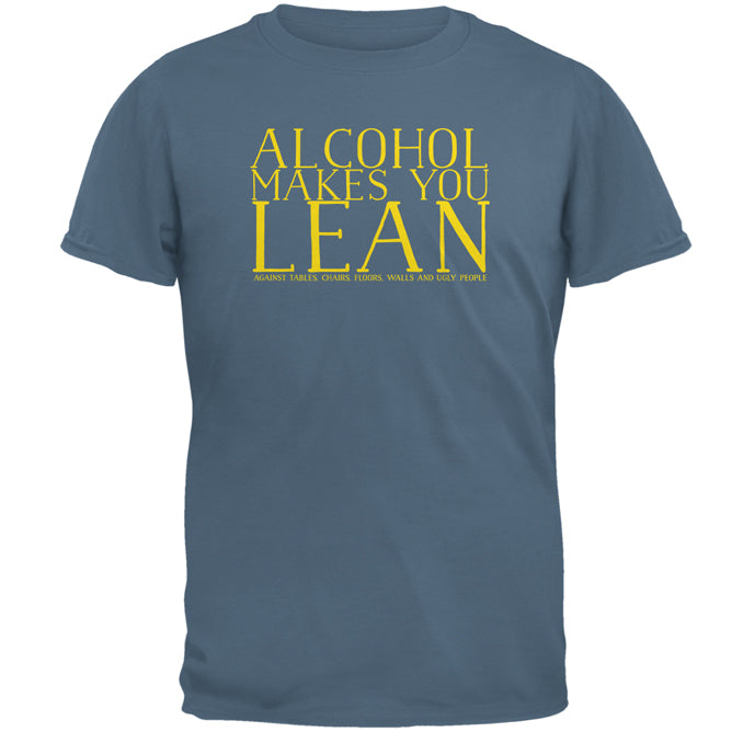 Alcohol Makes You Lean Funny Mens T Shirt Men's T-Shirts global 2XL Indigo Blue 