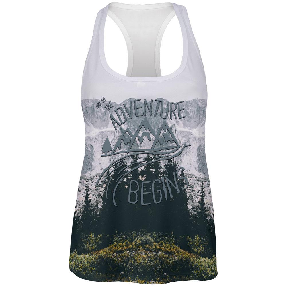 Hiking Mountains So The Adventure Begins All Over Womens Work Out Tank Top Women's Tank Tops Old Glory 2XL Multi 