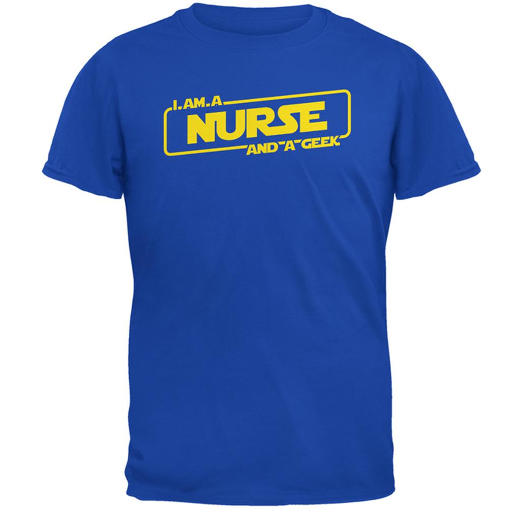 A Nurse and a Geek Mens Soft T Shirt Men's T-Shirts Old Glory SM Blue 