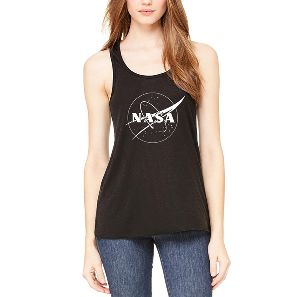 NASA Outline Logo Womens Flowy Racerback Tank Top Women's Tank Tops NASA 2XL Black 