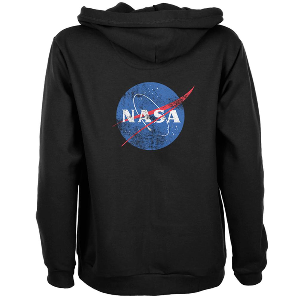 NASA Distressed Logo Womens Full Zip Hoodie Women's Hoodies NASA 2XL Black 