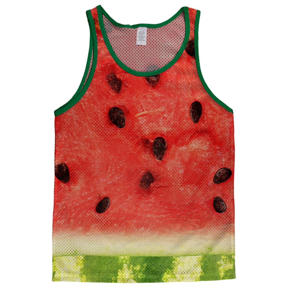 Watermelon Costume Adult Mesh Jersey Men's Tank Tops Old Glory LG White-Kelly 