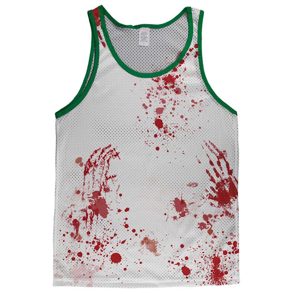 Halloween Blood Splatter Adult Mesh Jersey Men's Tank Tops Old Glory LG White-Kelly 