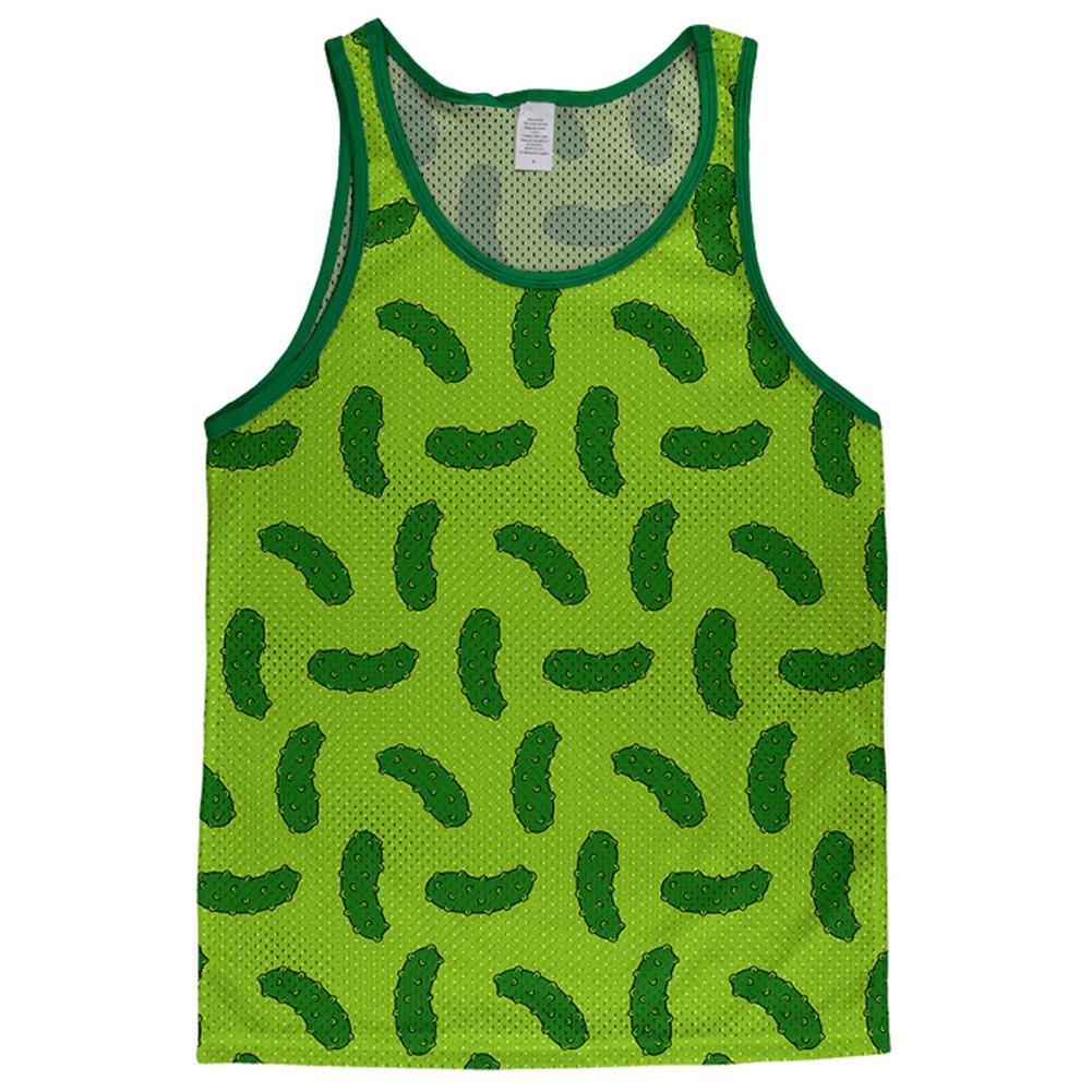 Vegetable Pickle Pattern Adult Mesh Jersey Men's Tank Tops Old Glory LG White-Kelly 