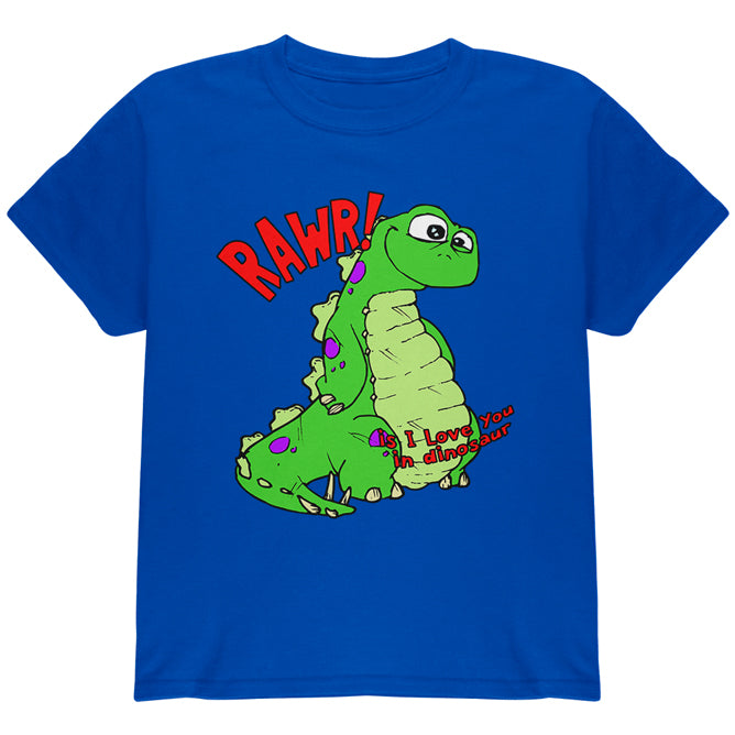 RAWR I Love You Dinosaur Youth T Shirt Youth T-Shirts Old Glory YLG Blue 