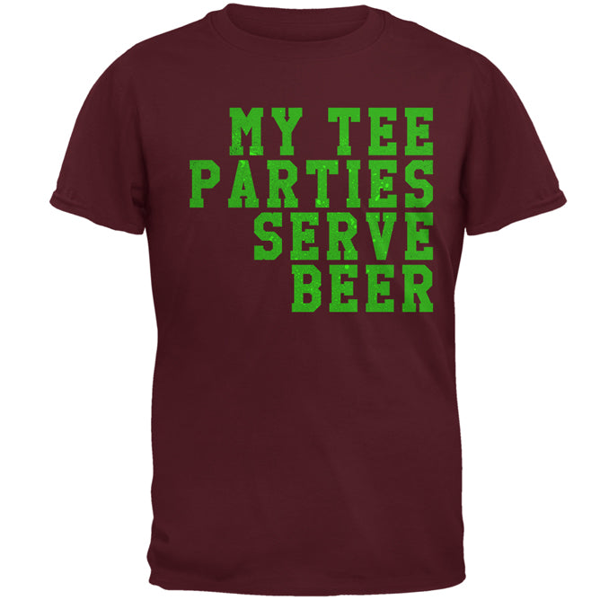 My Tee Parties Serve Beer Mens T Shirt Men's T-Shirts global 2XL Maroon 