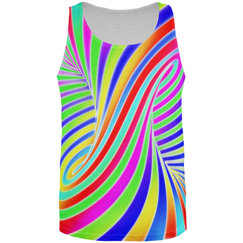 Rainbow Trippy Swirl All Over Mens Tank Top Men's Tank Tops Old Glory 2XL Multi 