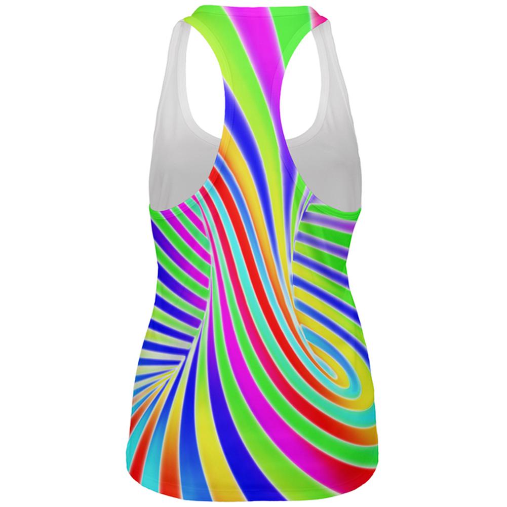 Rainbow Trippy Swirl All Over Womens Work Out Tank Top Women's Tank Tops Old Glory   