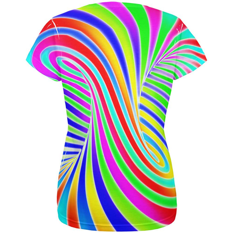 Rainbow Trippy Swirl All Over Womens T Shirt Women's T-Shirts Old Glory   