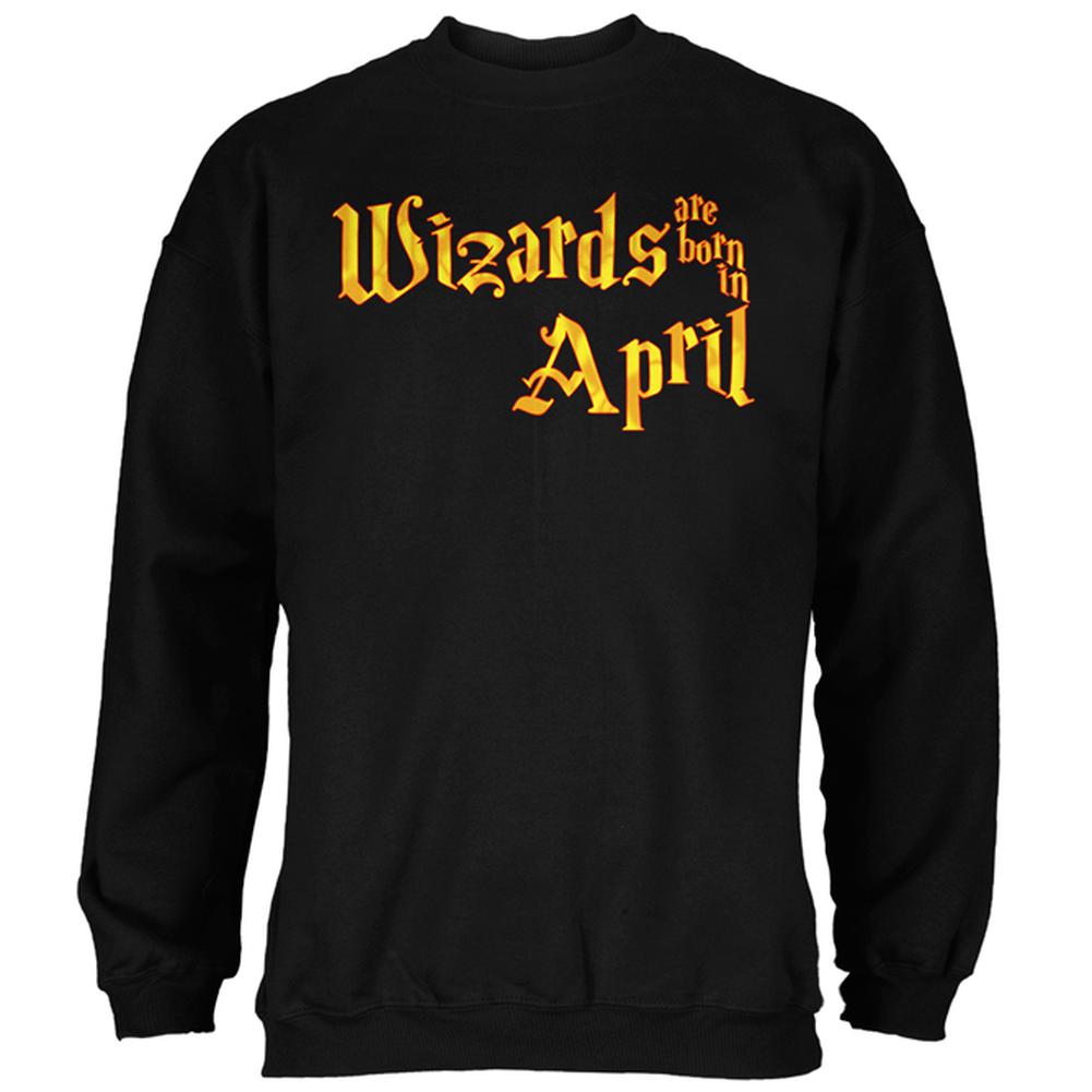 Wizards are born in April Mens Sweatshirt Men's Sweatshirts Old Glory 2XL Black 