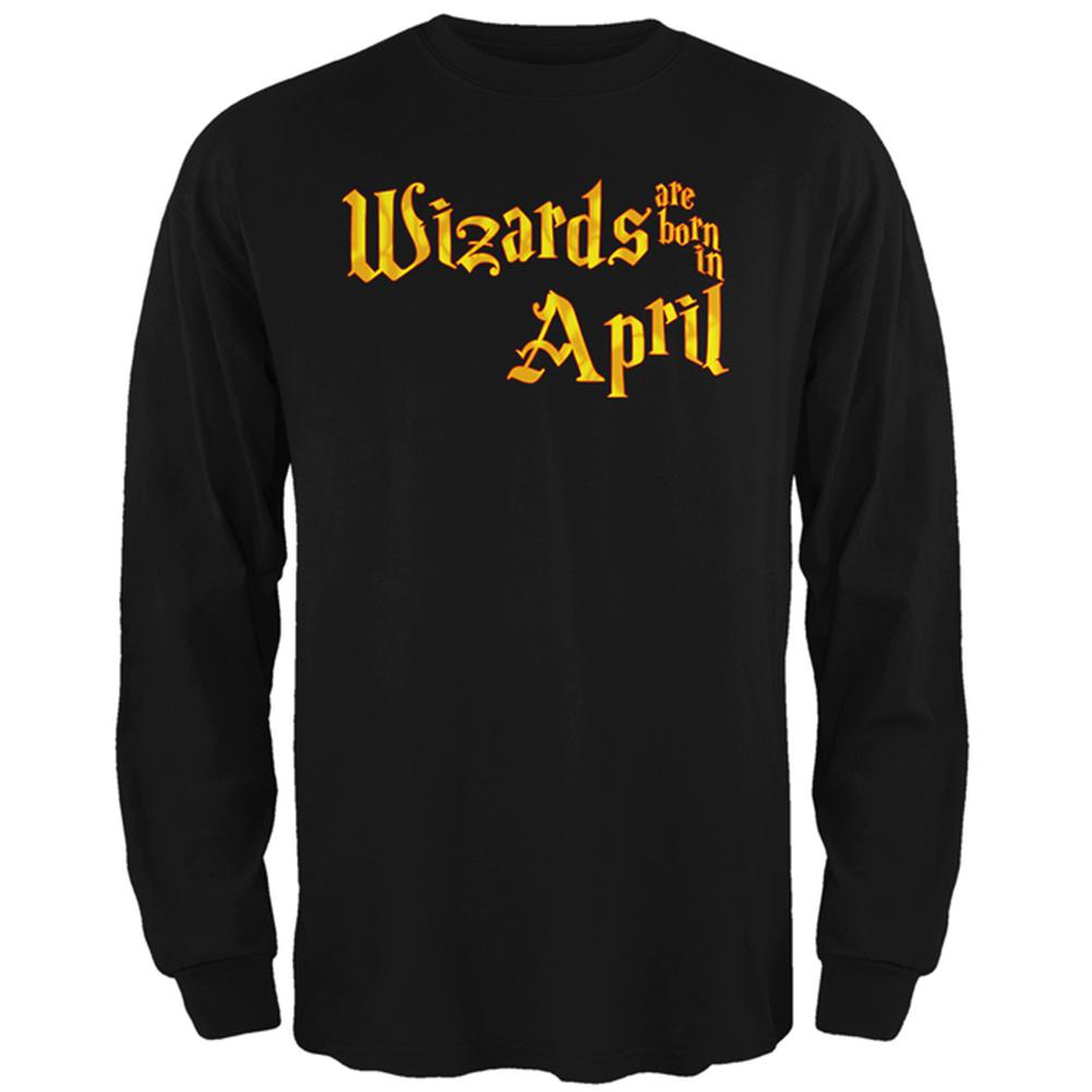 Wizards are born in April Mens Long Sleeve T Shirt Men's Long Sleeves Old Glory 2XL Black 