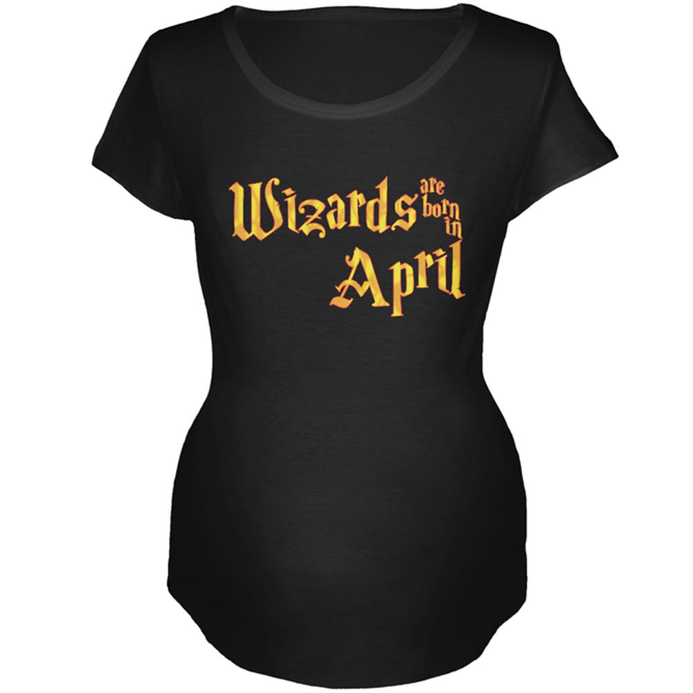 Wizards are born in April Maternity Soft T Shirt Maternity T-Shirts Old Glory 2XL Black 