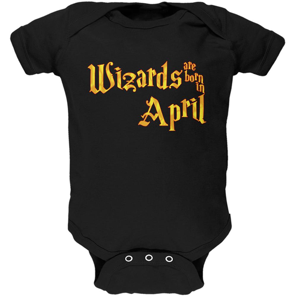 Wizards are born in April Soft Baby One Piece Baby One Piece Old Glory 0-3M Black 