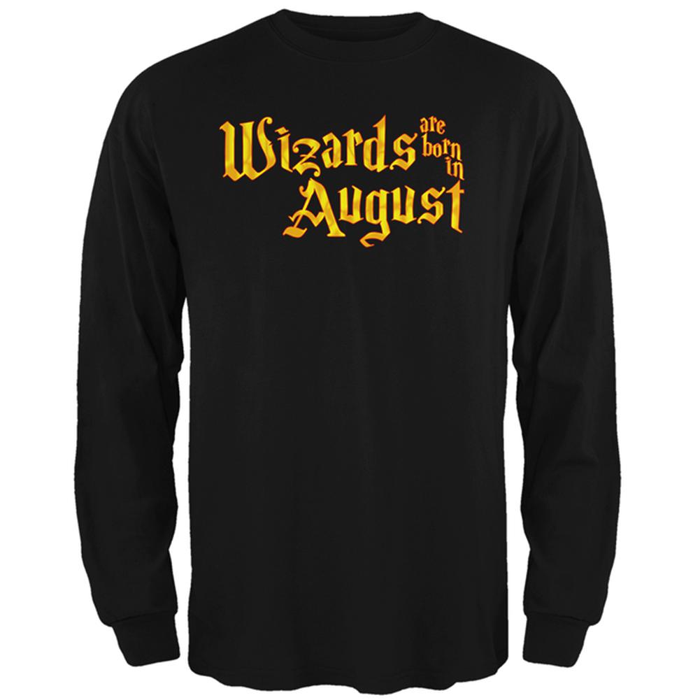 Wizards are born in August Mens Long Sleeve T Shirt Men's Long Sleeves Old Glory 2XL Black 