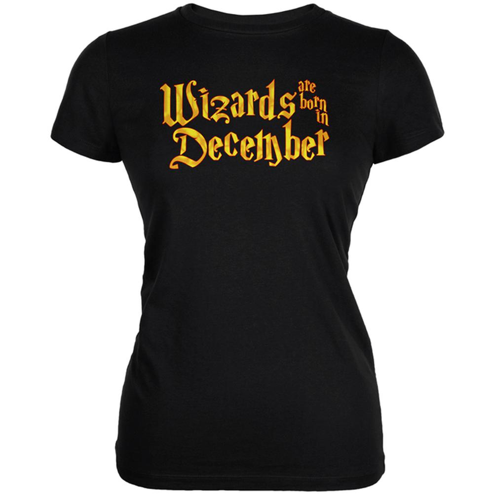 Wizards are born in December Juniors Soft T Shirt Juniors T-Shirts Old Glory 2XL Black 