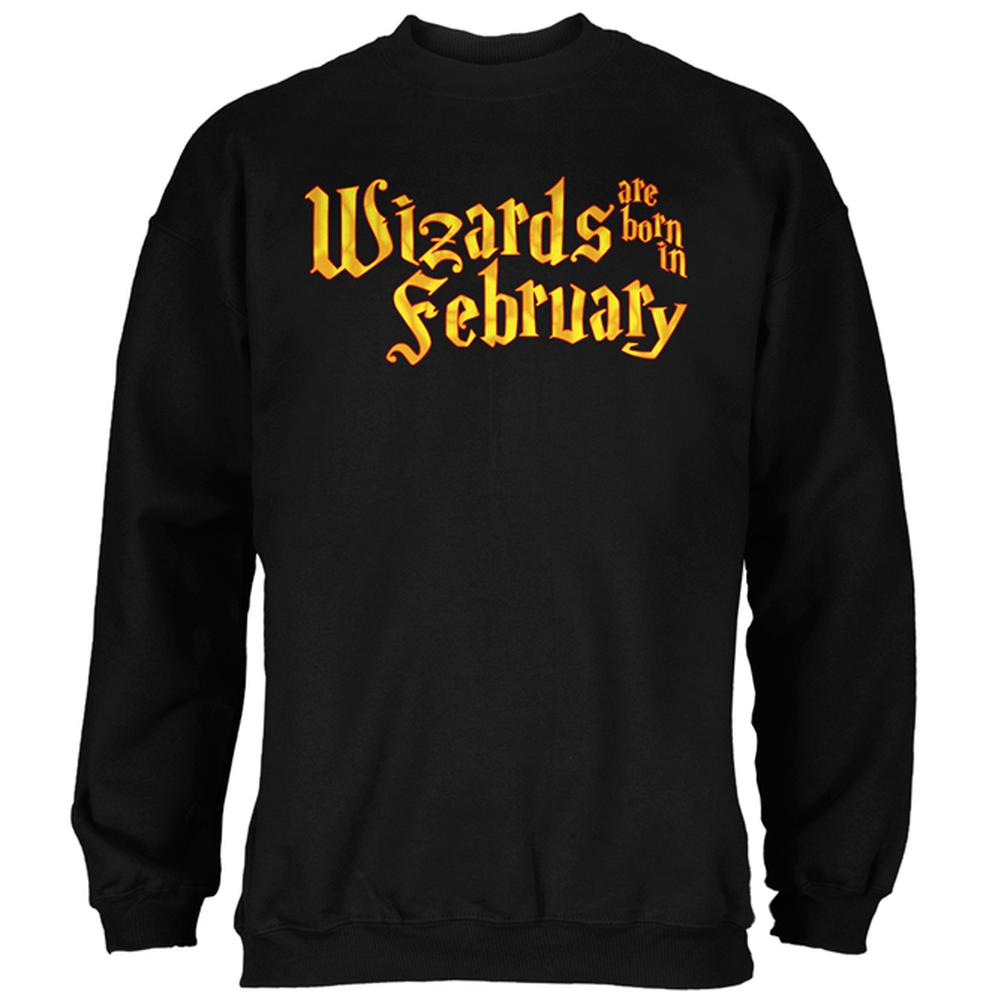 Wizards are born in February Mens Sweatshirt Men's Sweatshirts Old Glory 2XL Black 