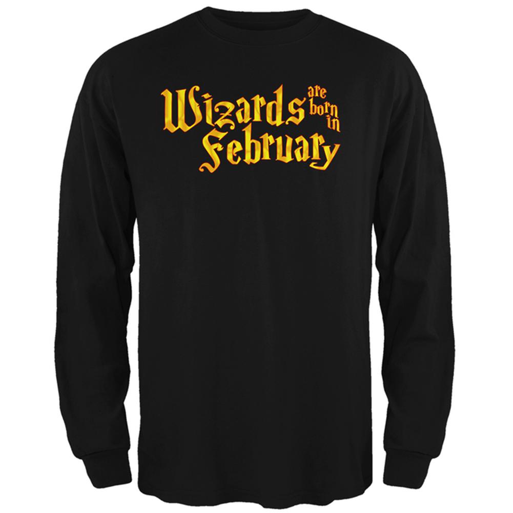 Wizards are born in February Mens Long Sleeve T Shirt Men's Long Sleeves Old Glory 2XL Black 