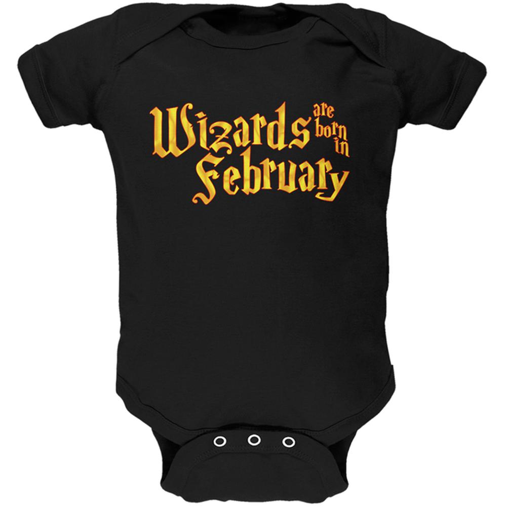 Wizards are born in February Soft Baby One Piece Baby One Piece Old Glory 0-3M Black 