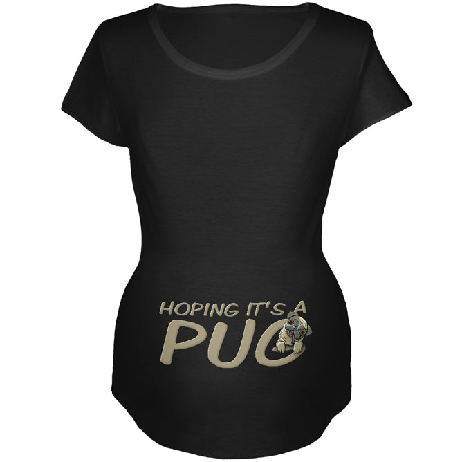 We're Hoping it's a Pug Funny Cute Puppy Maternity Soft T Shirt Maternity T-Shirts Old Glory 2XL Black 