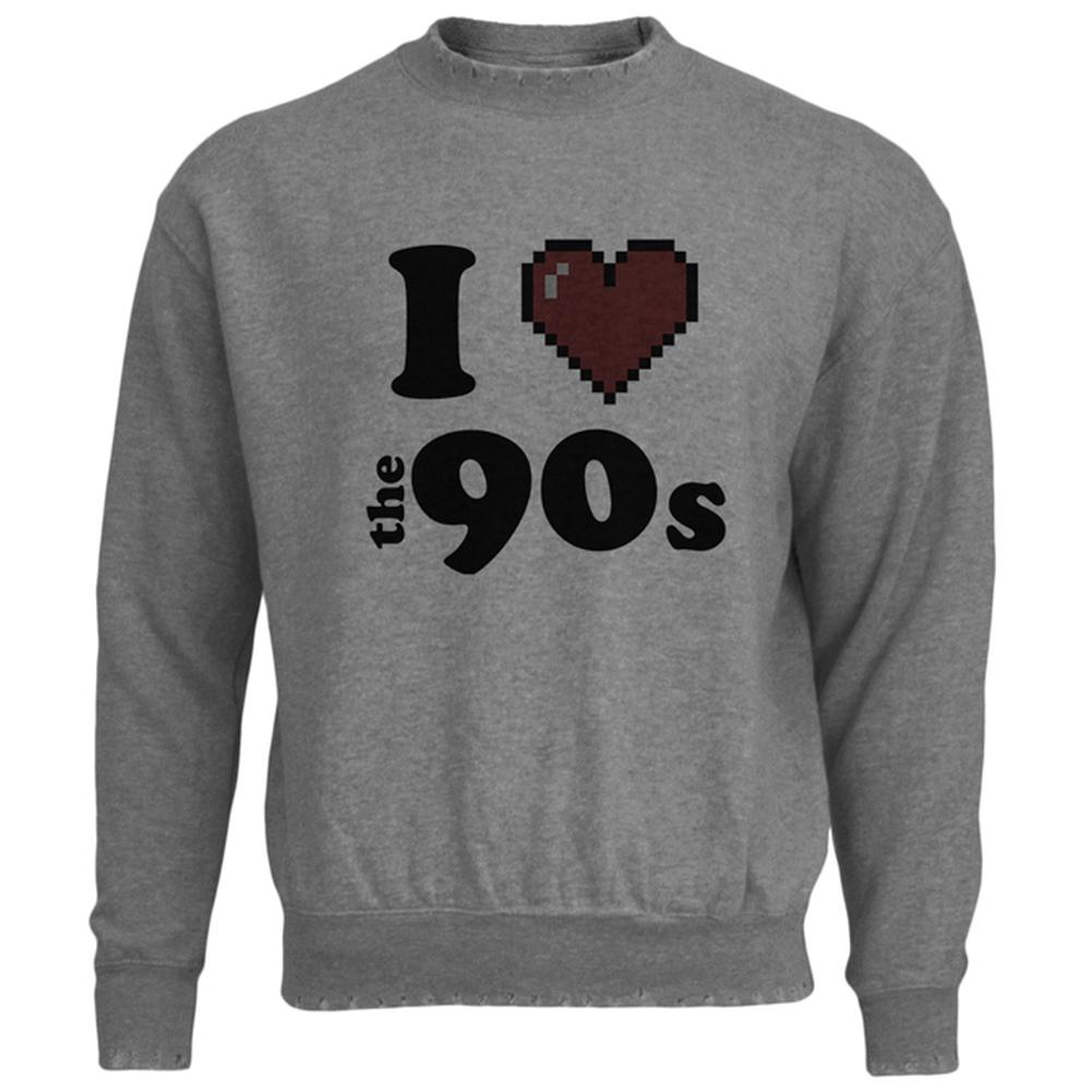 I Heart The 90s Mens Destroyed Sweatshirt Men's Sweatshirts Old Glory LG Heather 