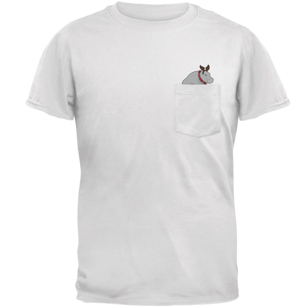 Hippo Moose Hippopotamoose Pocket Pet Mens Pocket T Shirt Men's T-Shirts Old Glory 2XL White 