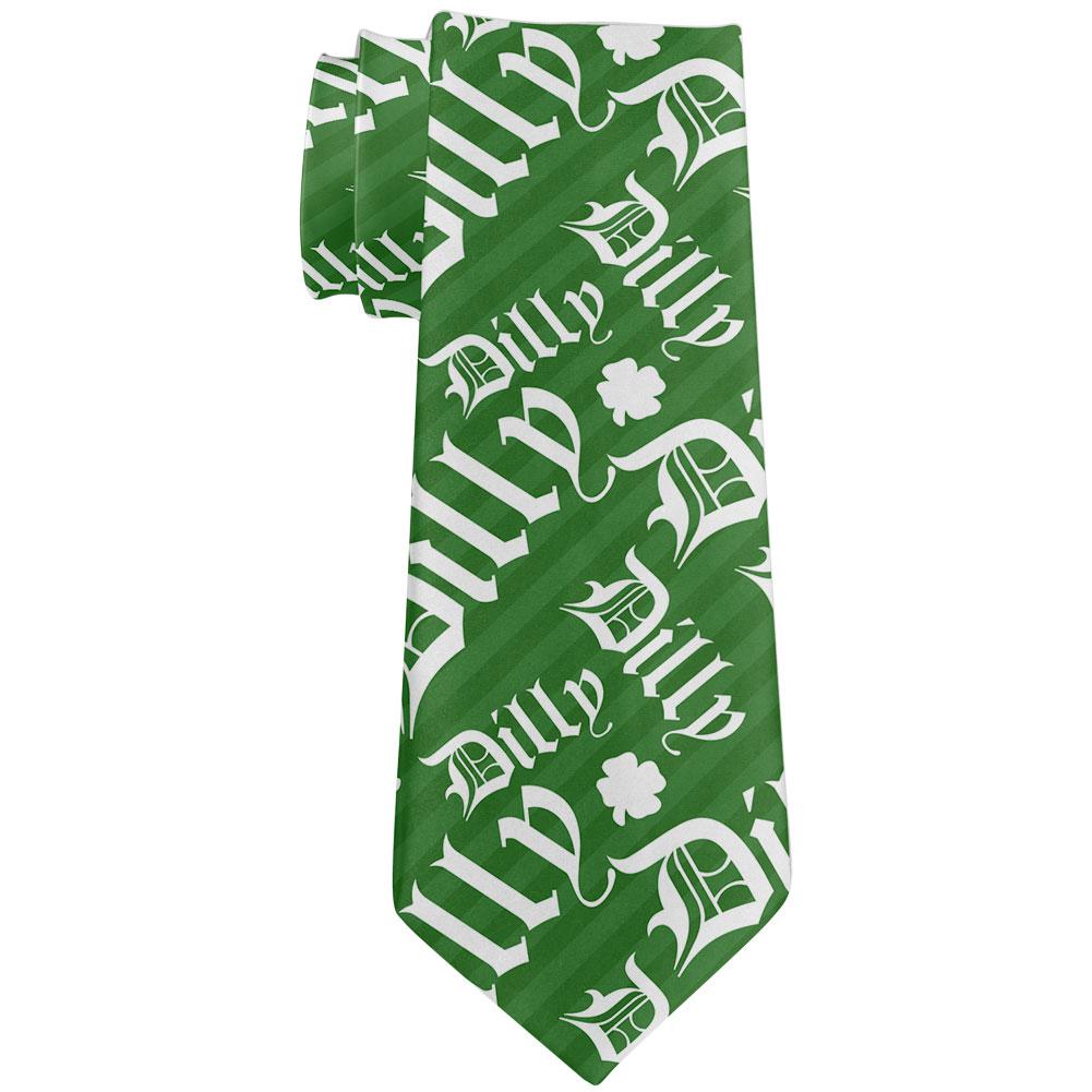 St. Patrick's Day Dilly Dilly Old English Pattern All Over Neck Tie Men's Neck Ties Old Glory OS Multi 