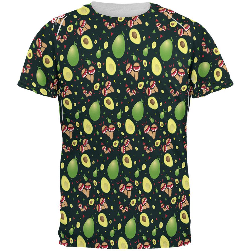 Cinco De Mayo Maracas Avocado Pattern All Over Mens T Shirt Men's T-Shirts Old Glory 2XL Multi 