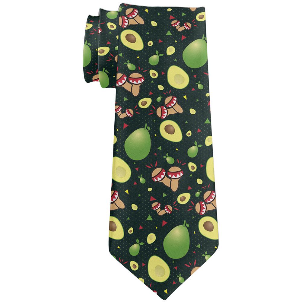 Cinco De Mayo Maracas Avocado Pattern All Over Neck Tie Men's Neck Ties Old Glory OS Multi 