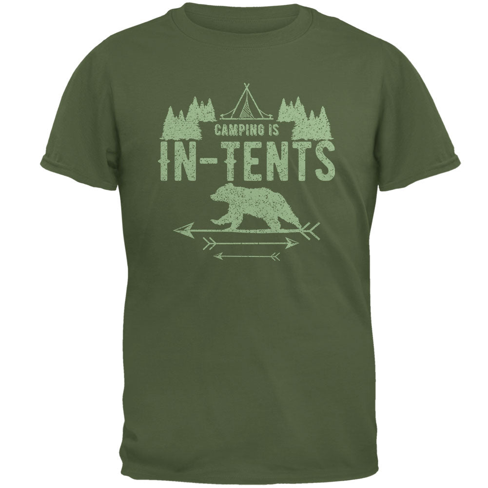 Camping Is In Tents Intense Funny Pun Mens T Shirt Men's T-Shirts Old Glory 2XL Military Green 