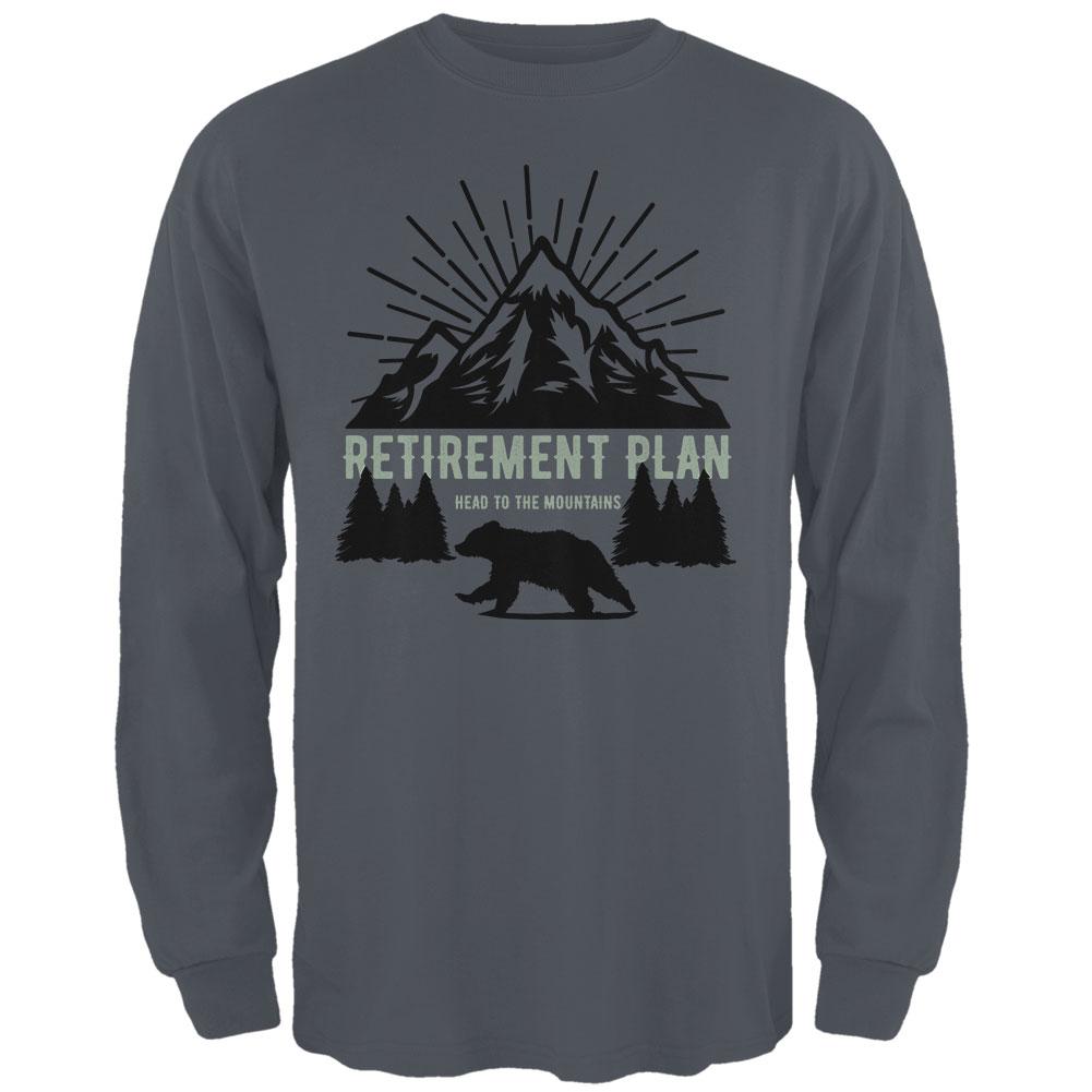 Retirement Plan Head To The Mountains Mens Long Sleeve T Shirt Men's Long Sleeves Old Glory 2XL Charcoal 