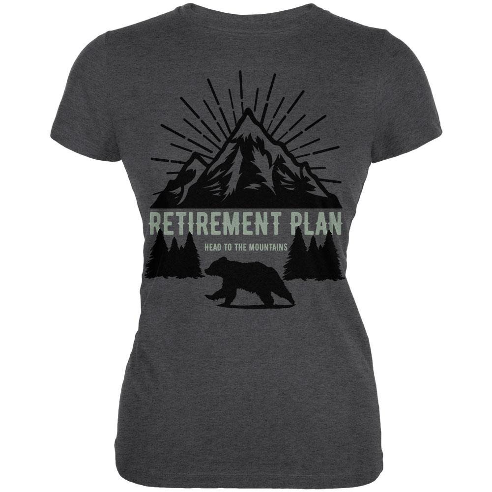 Retirement Plan Head To The Mountains Juniors Soft T Shirt Juniors T-Shirts Old Glory 2XL Deep Heather 