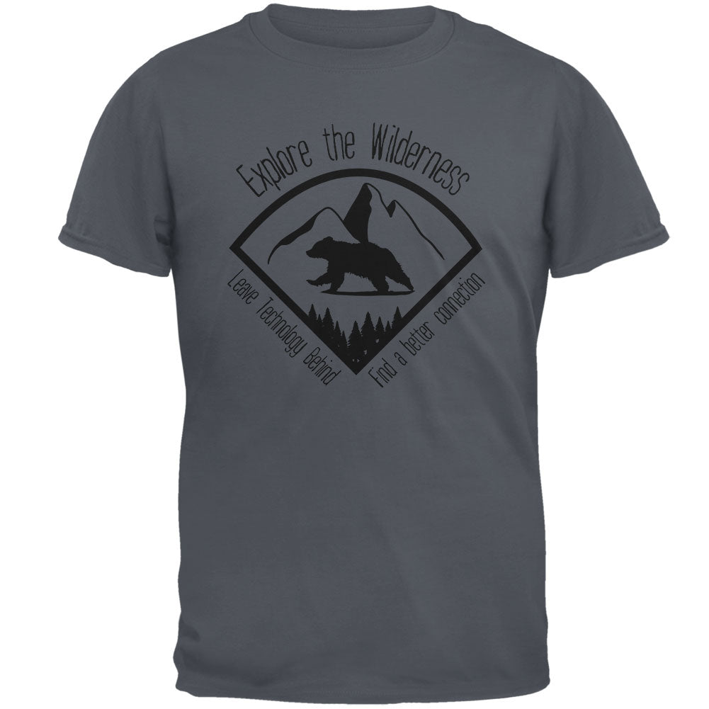 Explore The Wilderness No Wifi Better Connection Mens T Shirt Men's T-Shirts Old Glory 2XL Charcoal 