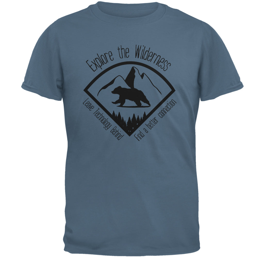 Explore The Wilderness No Wifi Better Connection Mens T Shirt Men's T-Shirts Old Glory 2XL Indigo Blue 